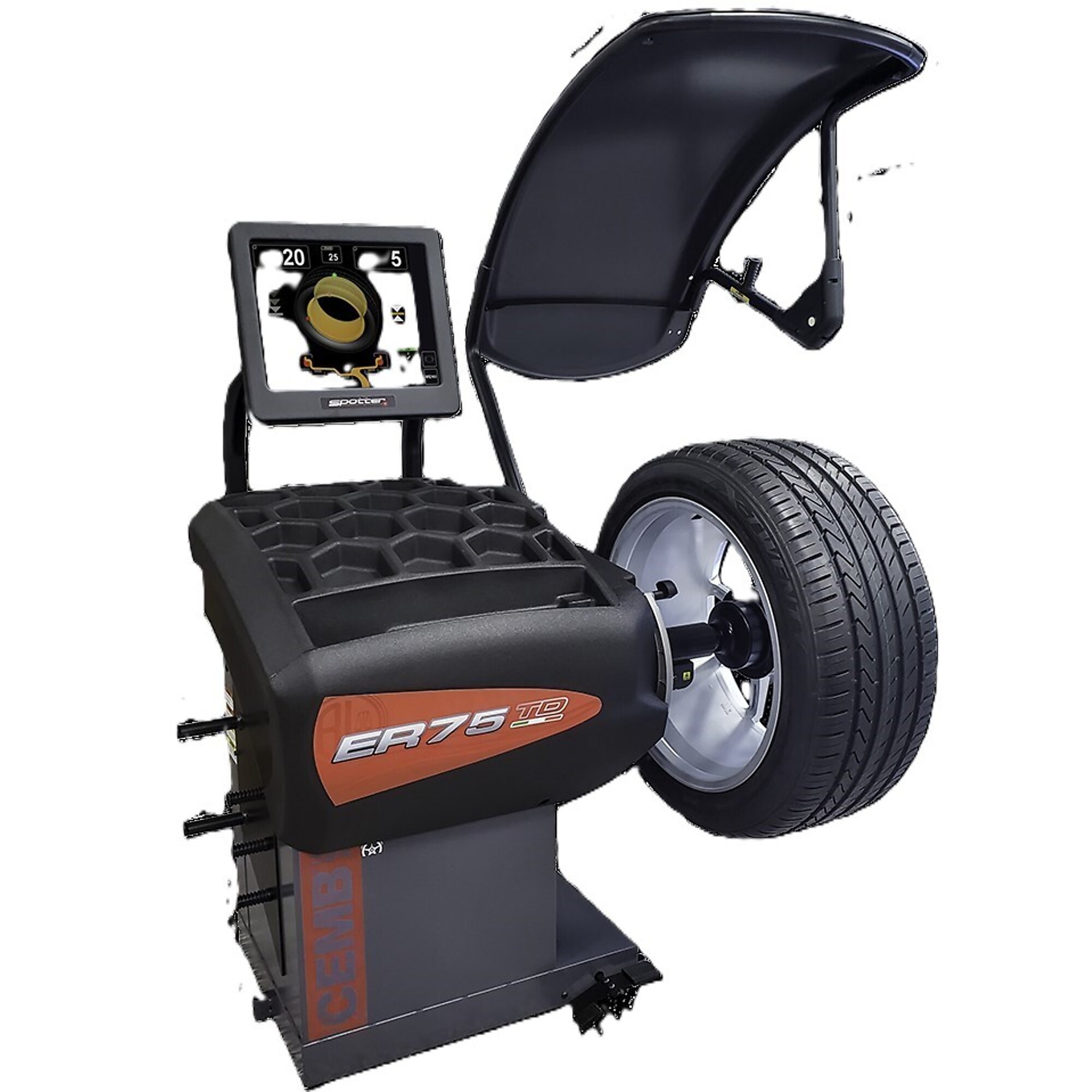 CEMB, Touch-Screen Wheel Balancer-Pwr Clamping, Phase Single-phase, Max. Rim Width 20 in, Tire Diameter 30 in, Model# ER75TD